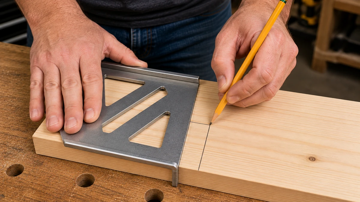 How to use a speed square for beginners to mark a 90-degree line