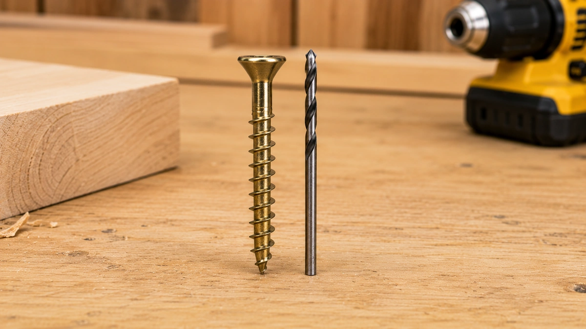How to drill pilot holes for wood screws using a correctly sized drill bit